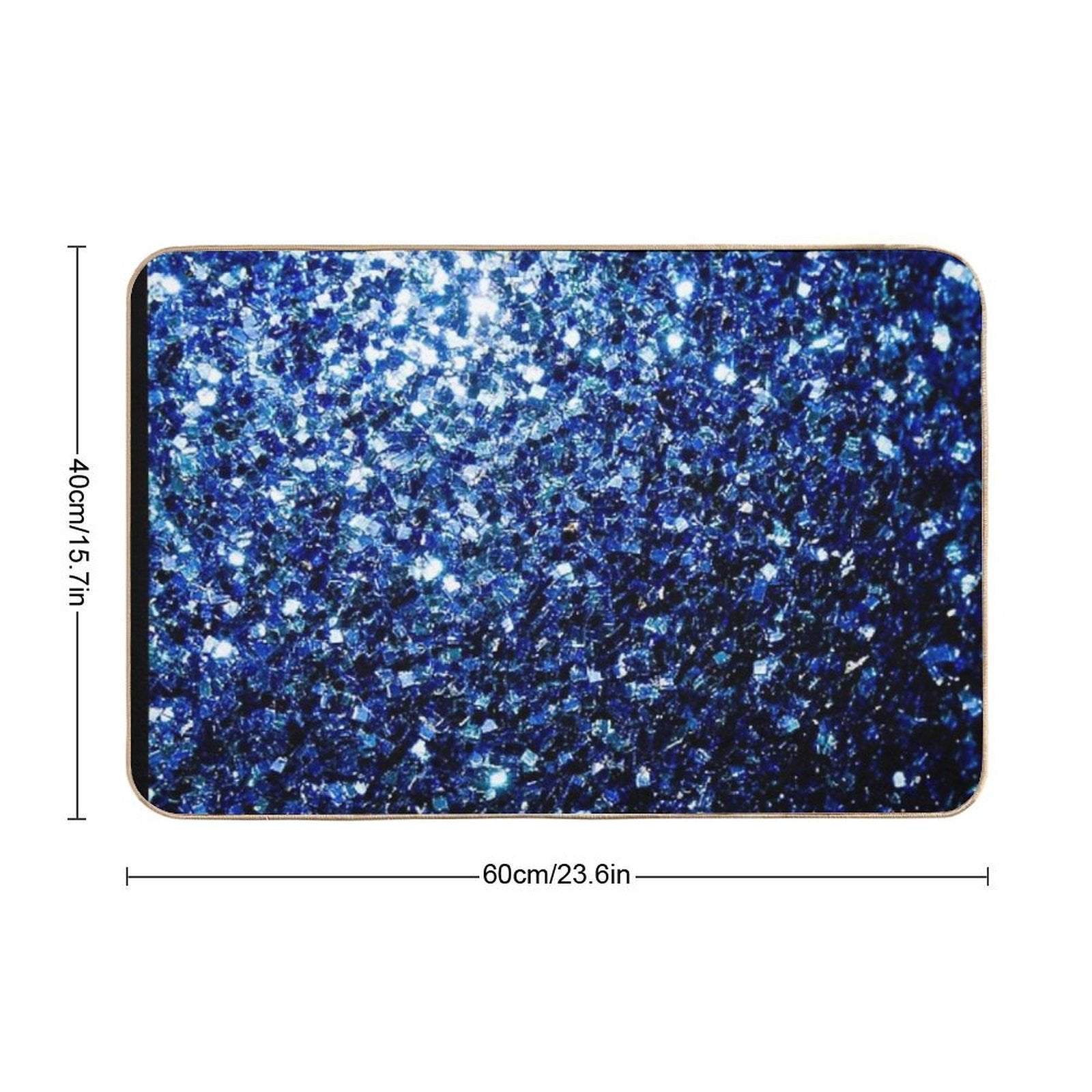 Dark Blue Faux Glitter Sparkles (Photo of Glitter - Not Reflective)  High-Traffic Bath Mat
