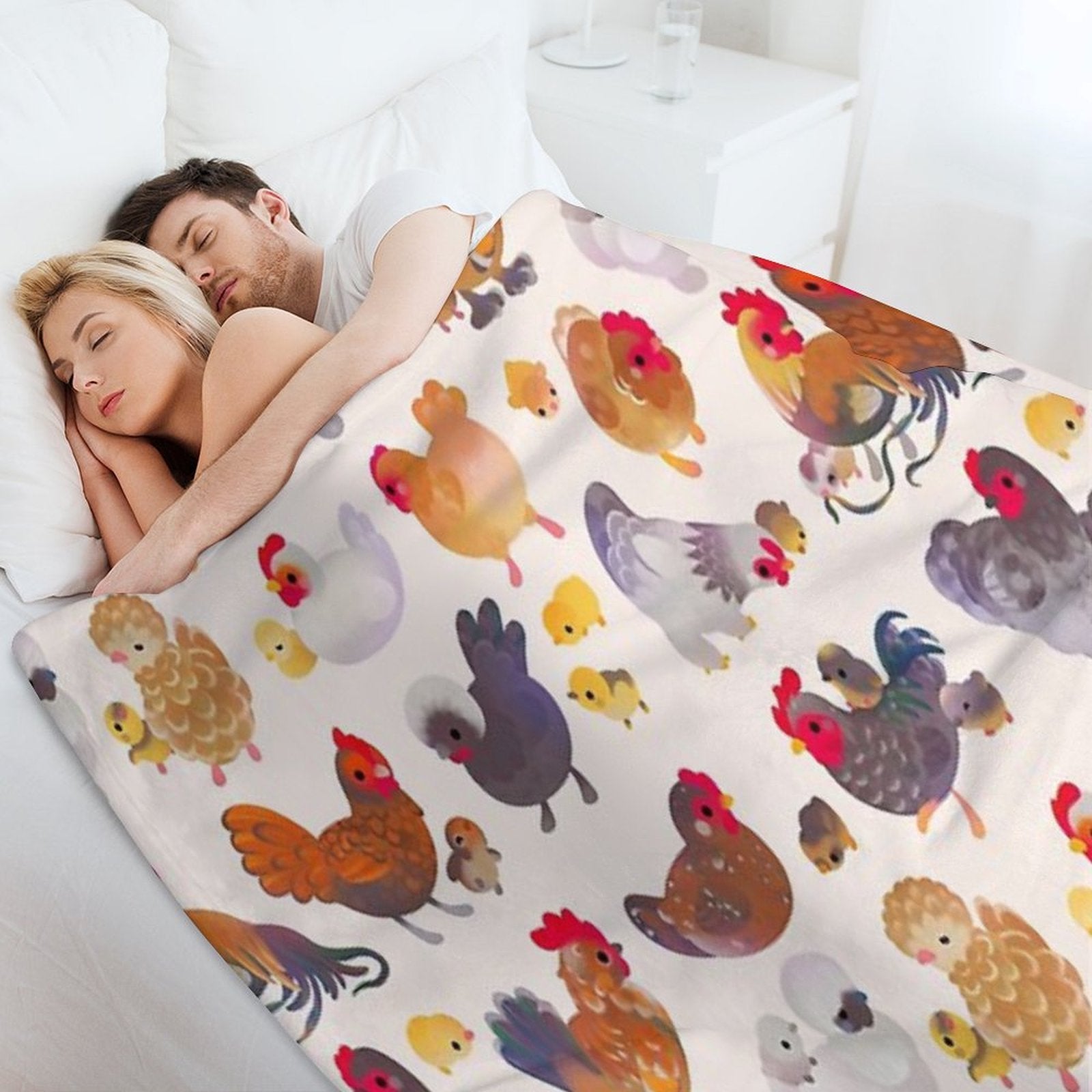 Chicken And Chick - Pastel Lightweight Throw Blanket