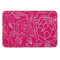 Elegant Floral Outline Pattern Red Background  Dirt-Trapping Bath Mat