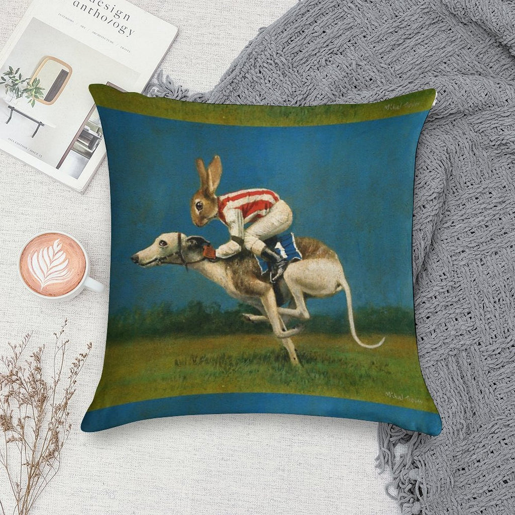 Whippet Racer Soft Shrink-Resistant Throw Pillow