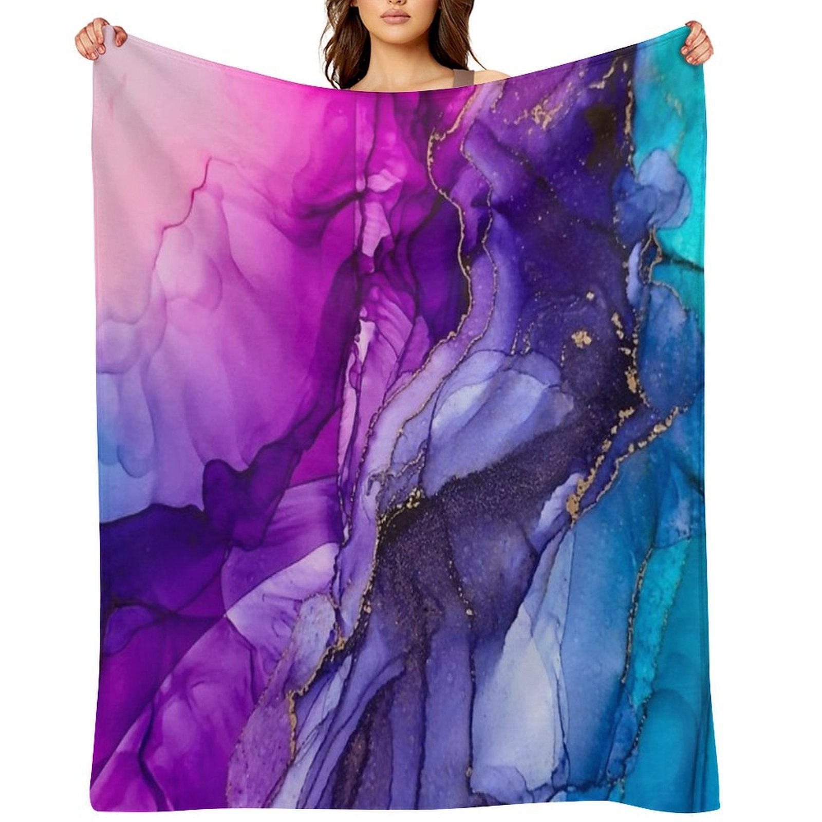 Abstract Vibrant Rainbow Ombre Lightweight Throw Blanket