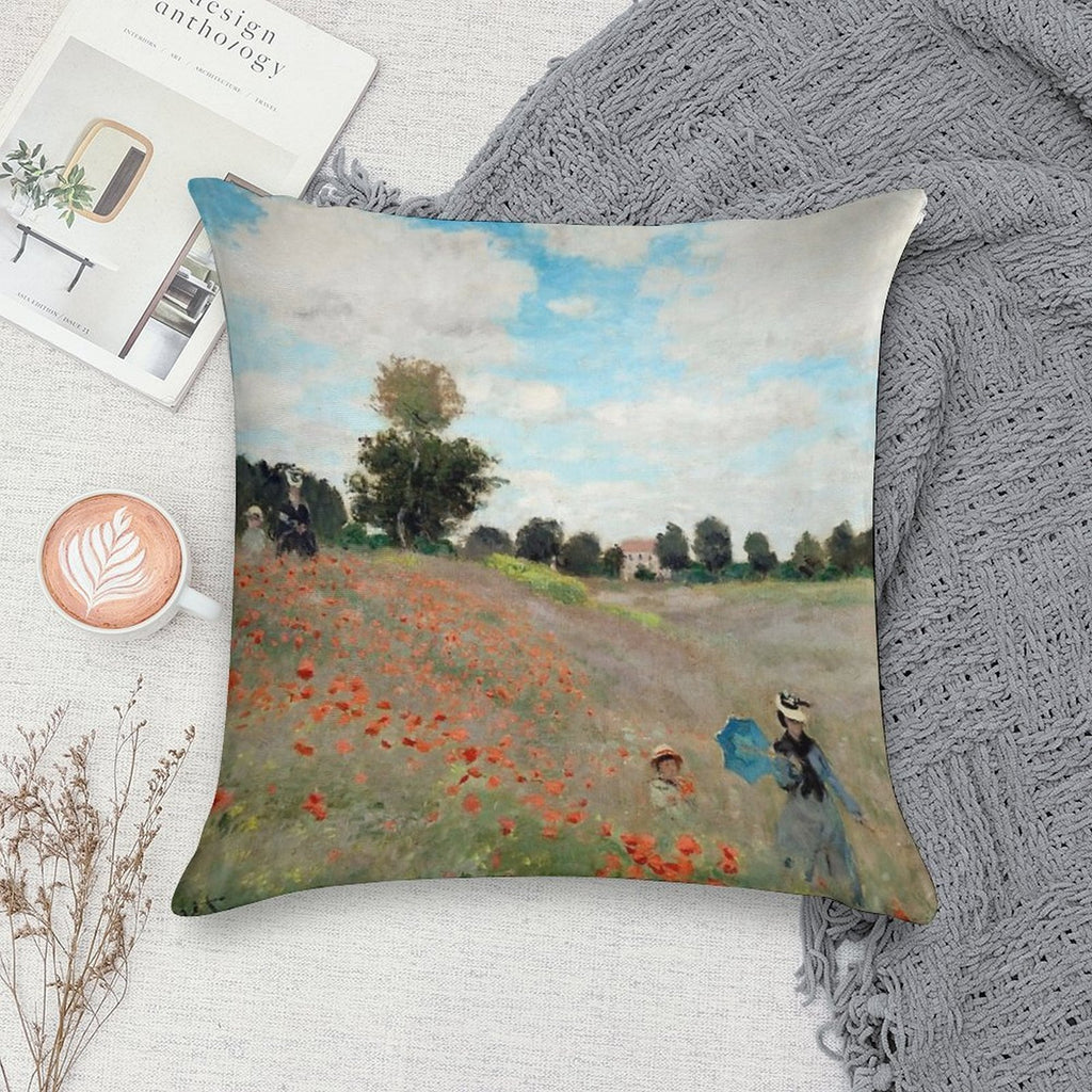 Poppy Field - Claude Monet - 1873 Soft Bedroom Essential Throw Pillow