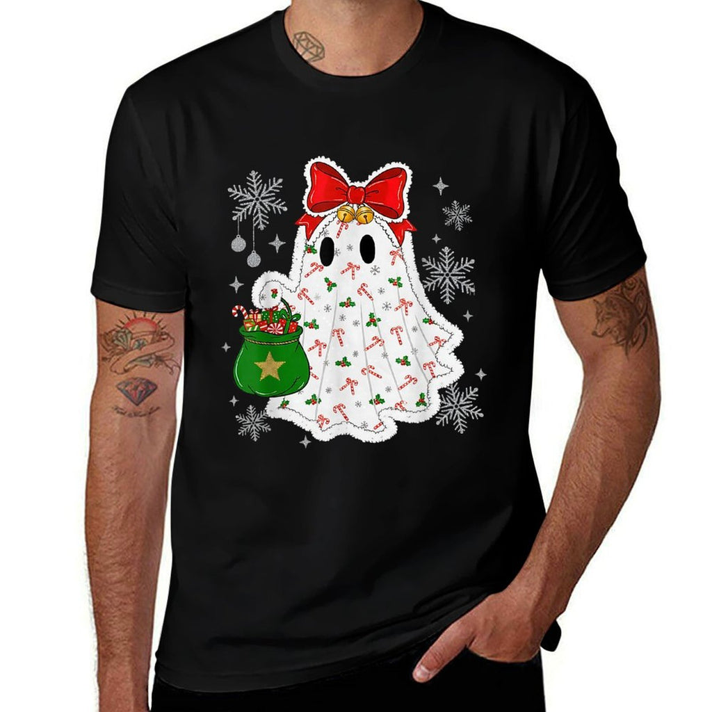Ghost Christmas Santa Spooky Christmas  Tagless Design T-Shirt