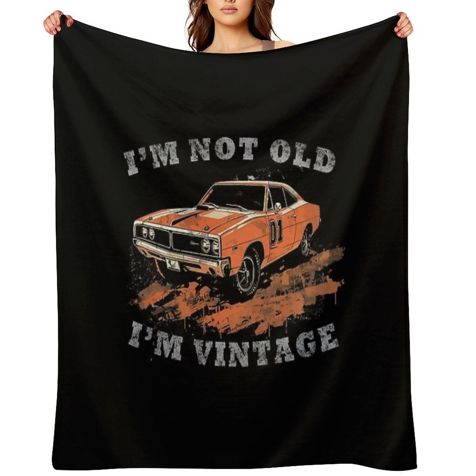 I'm Not Old I'm Classic Funny Car Graphic 1969 Dodge Charger Travel-friendly Throw Blanket