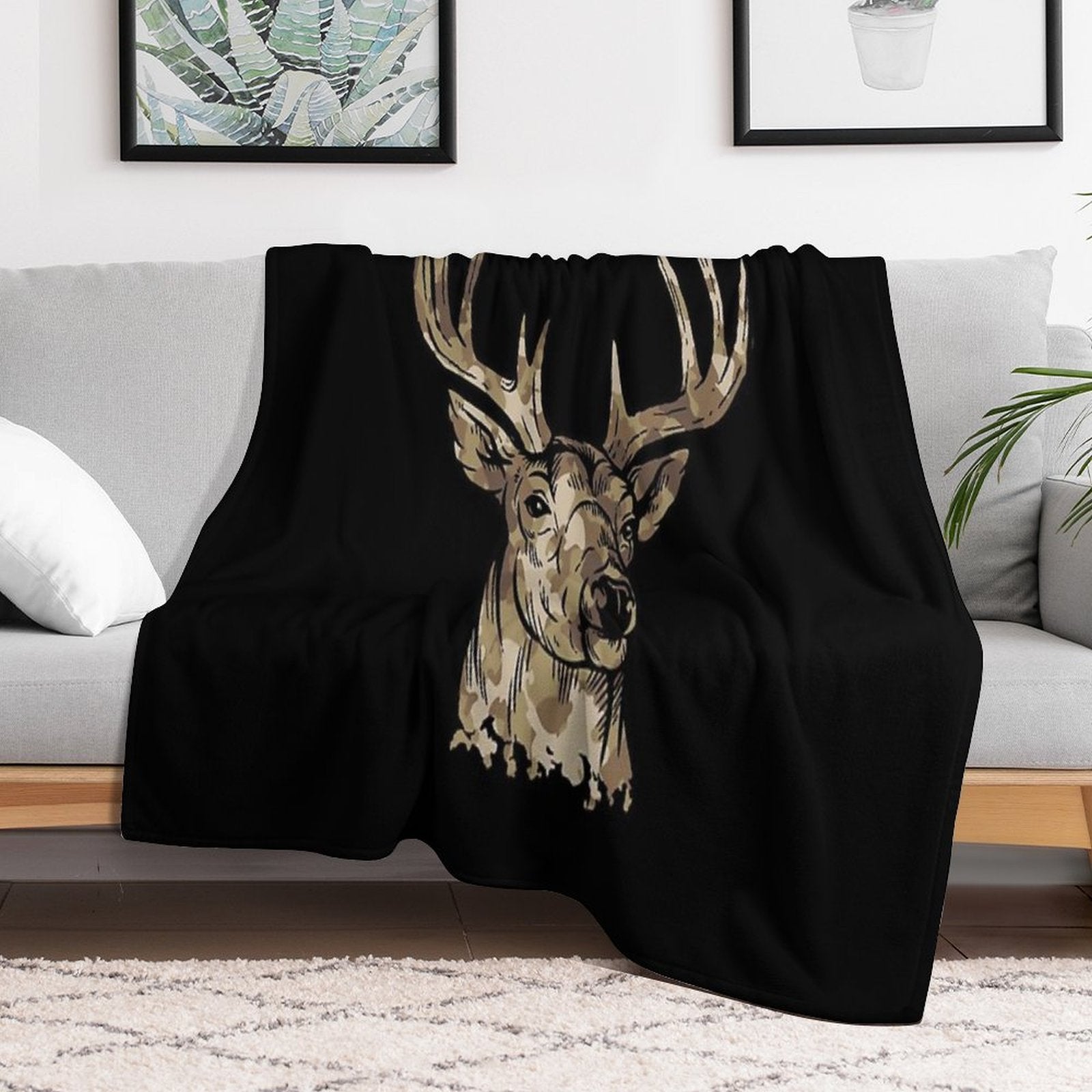 Deer Gear for Hunters - Camo Whitetail Buck Product Gift-ready Throw Blanket