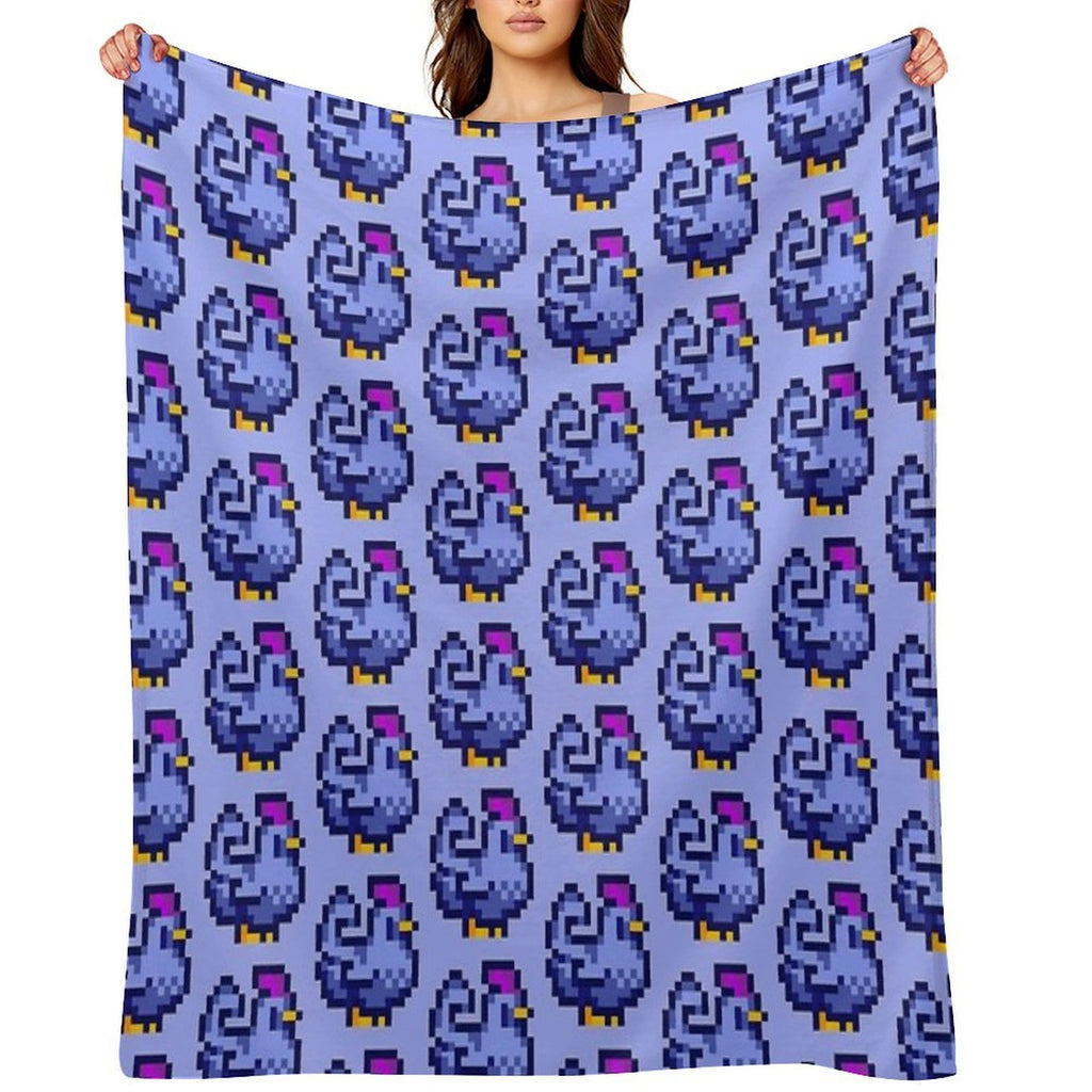 Blue Chicken Stardew Valley Plush Throw Blanket