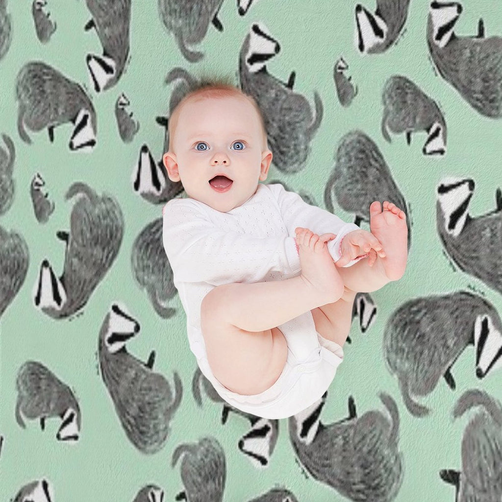 European Badger Pattern Sustainable Throw Blanket
