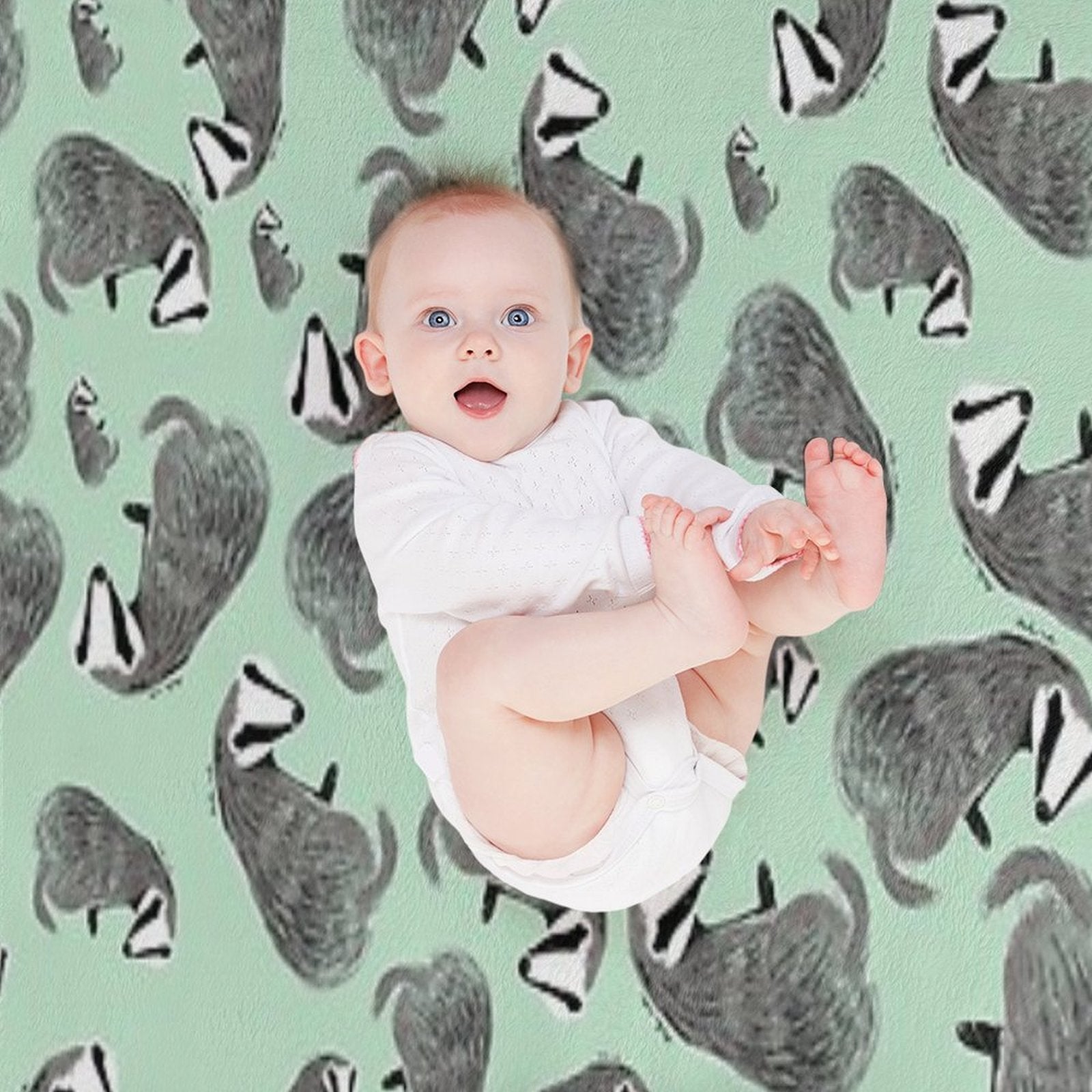 European Badger Pattern Sustainable Throw Blanket