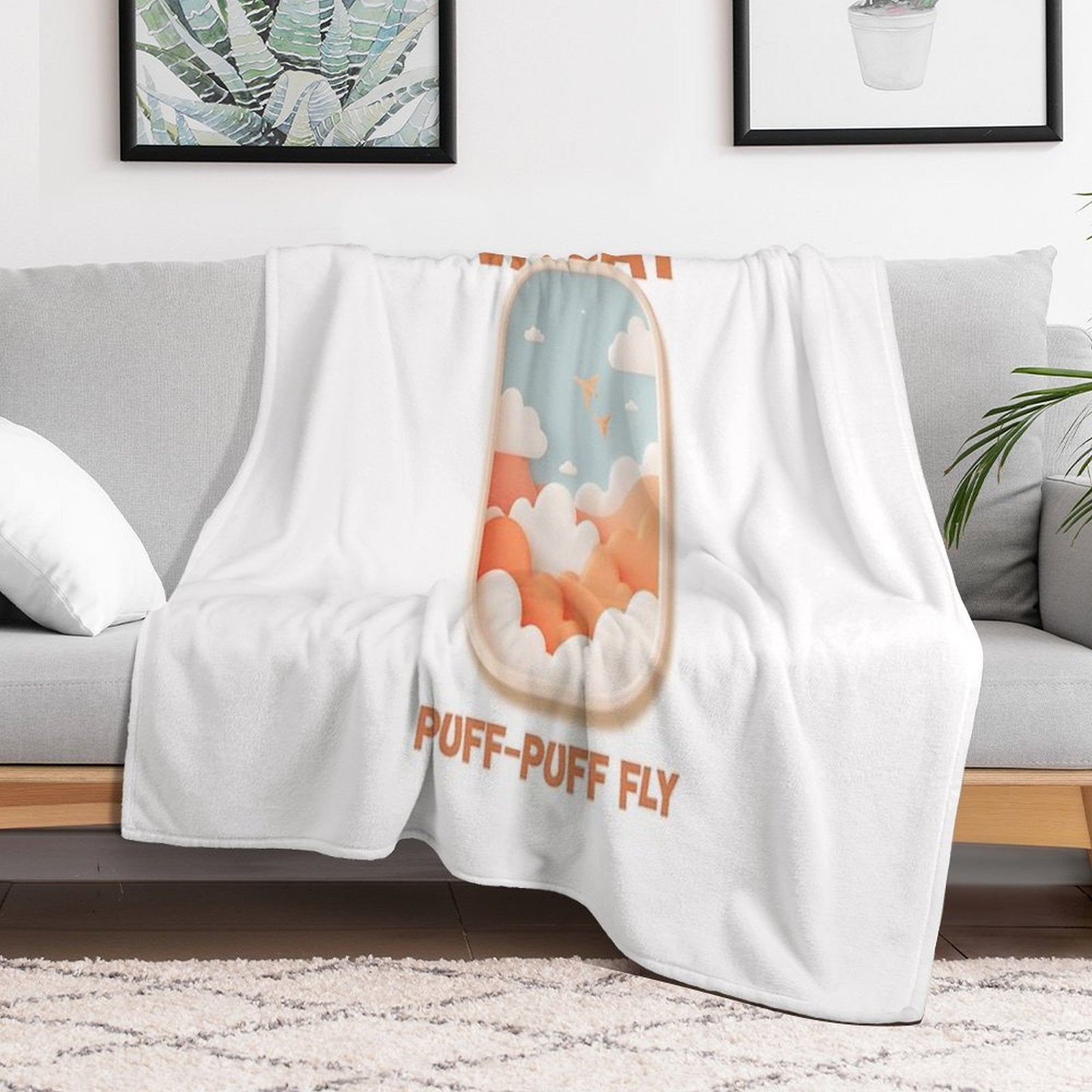 Let's Vacay T-Shirt, Puff-Puff Fly, Airplane Window View Tee, Travel Lover Gift, Vacation Mode Apparel, Summer Holiday Shirt Comfort Throw Blanket