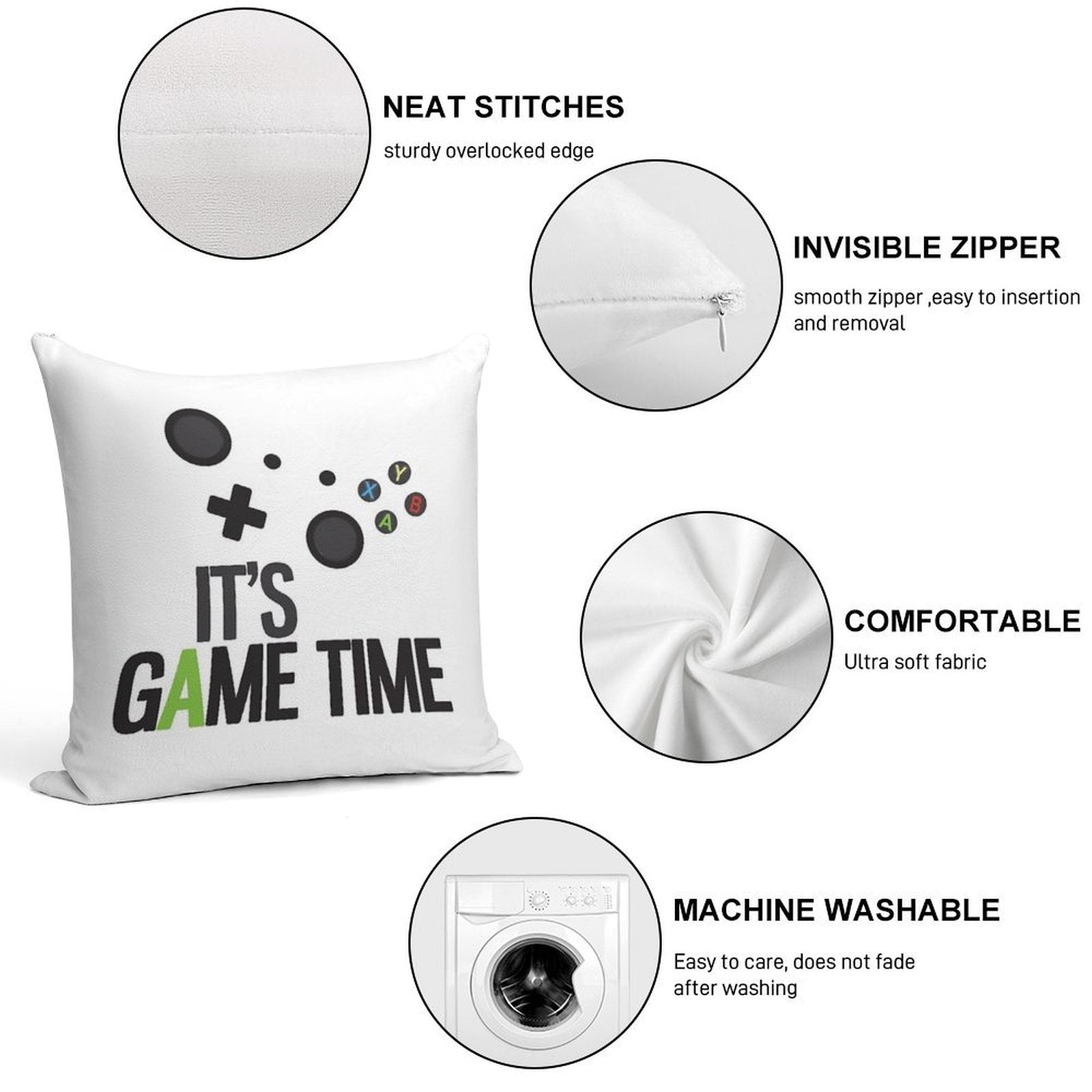 It's Game Time Soft Shrink-Resistant Throw Pillow