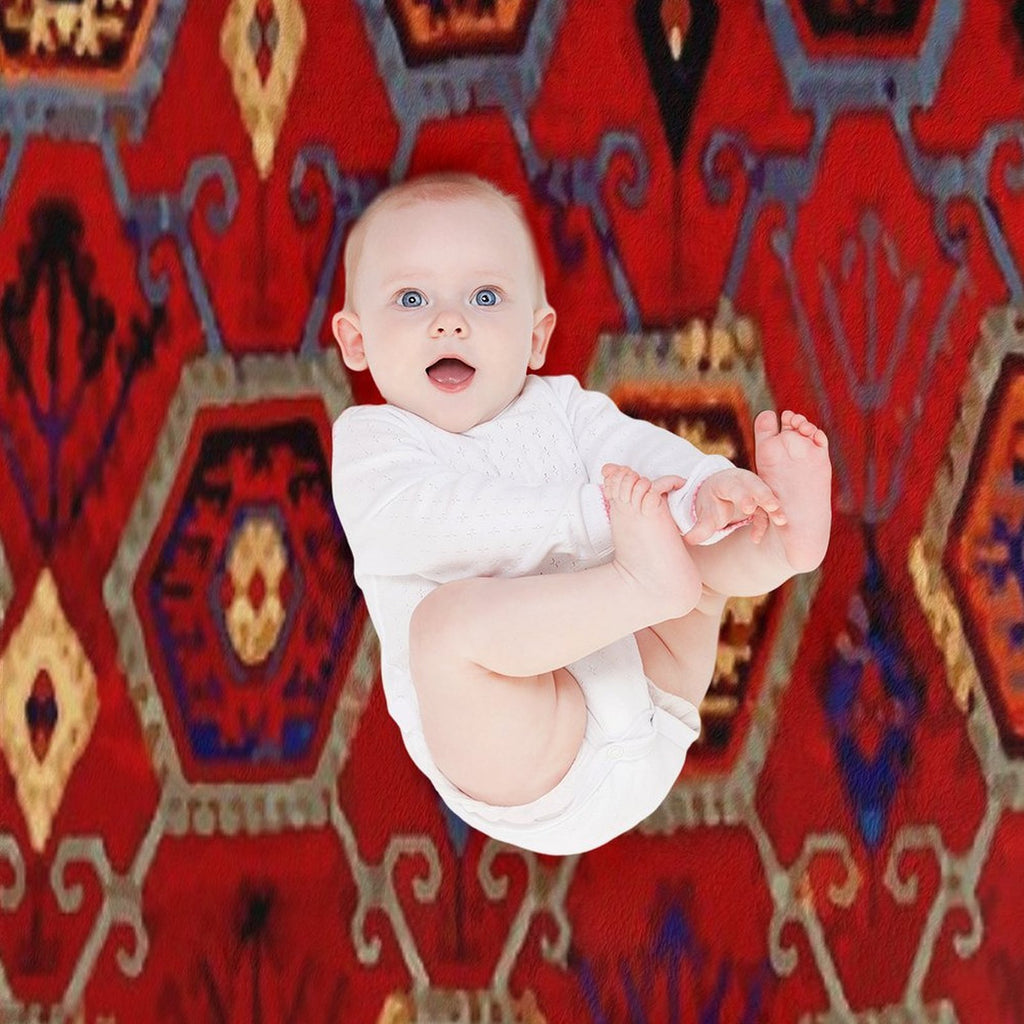Safavid Rug with Geometric Hexagons Durable Throw Blanket