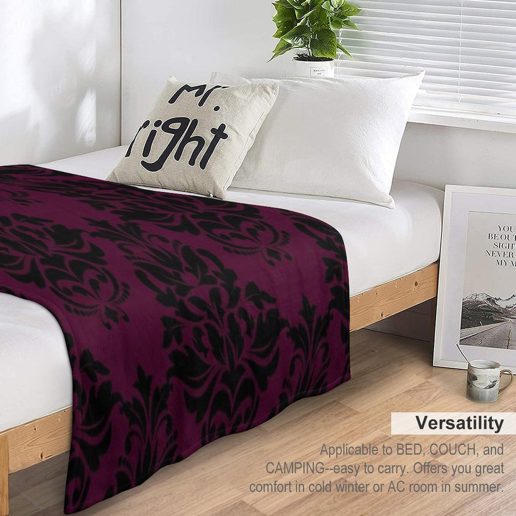Large Plum Damask 1 Eco-conscious Throw Blanket