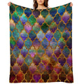Arabic Moroccan Mosaic Pattern Plush Throw Blanket