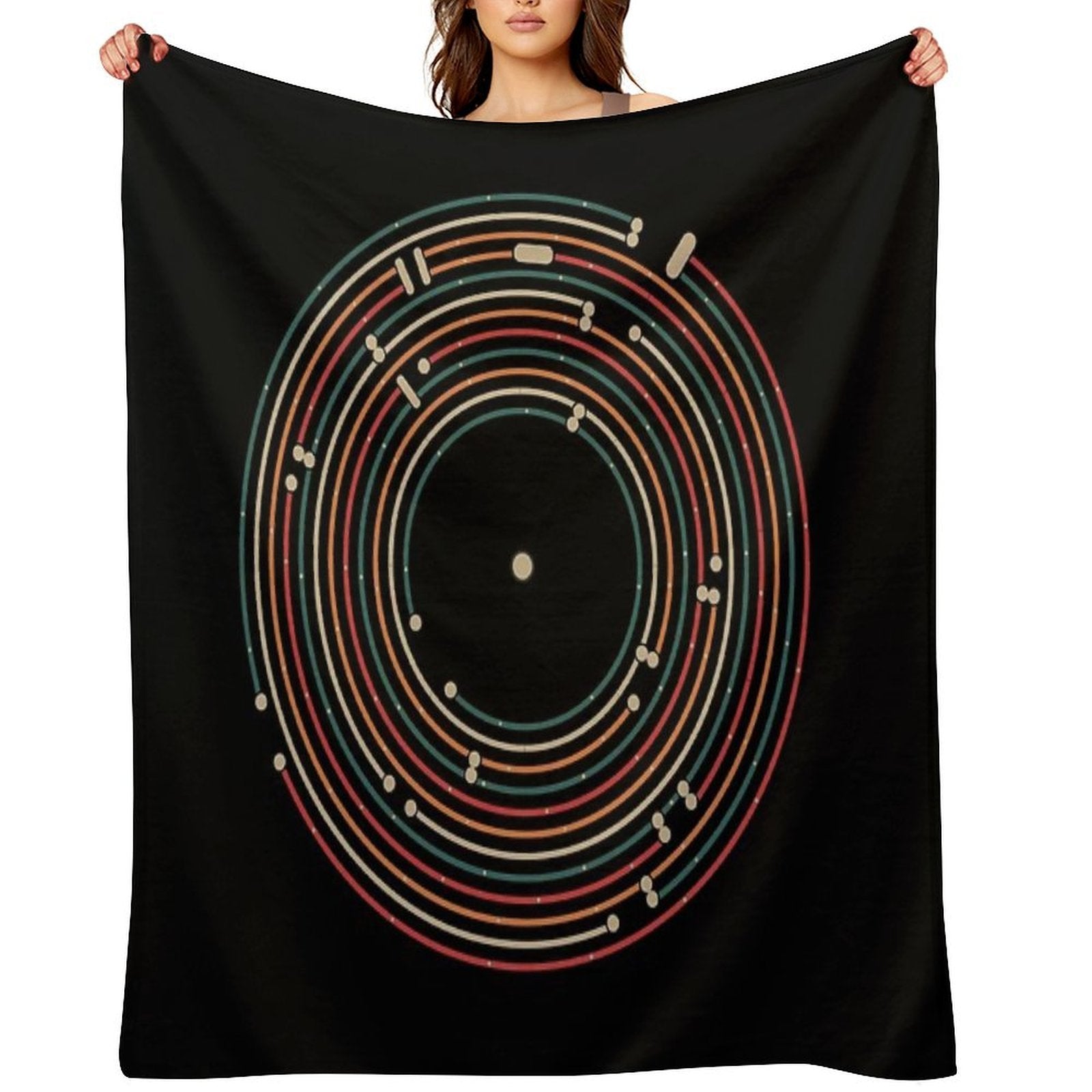 Vinyl Music Metro Record Map Labyrinth Multi-functional Throw Blanket