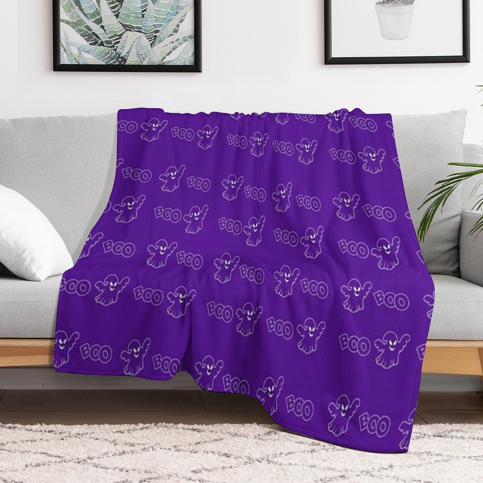 Boo Pattern Machine-washable Throw Blanket