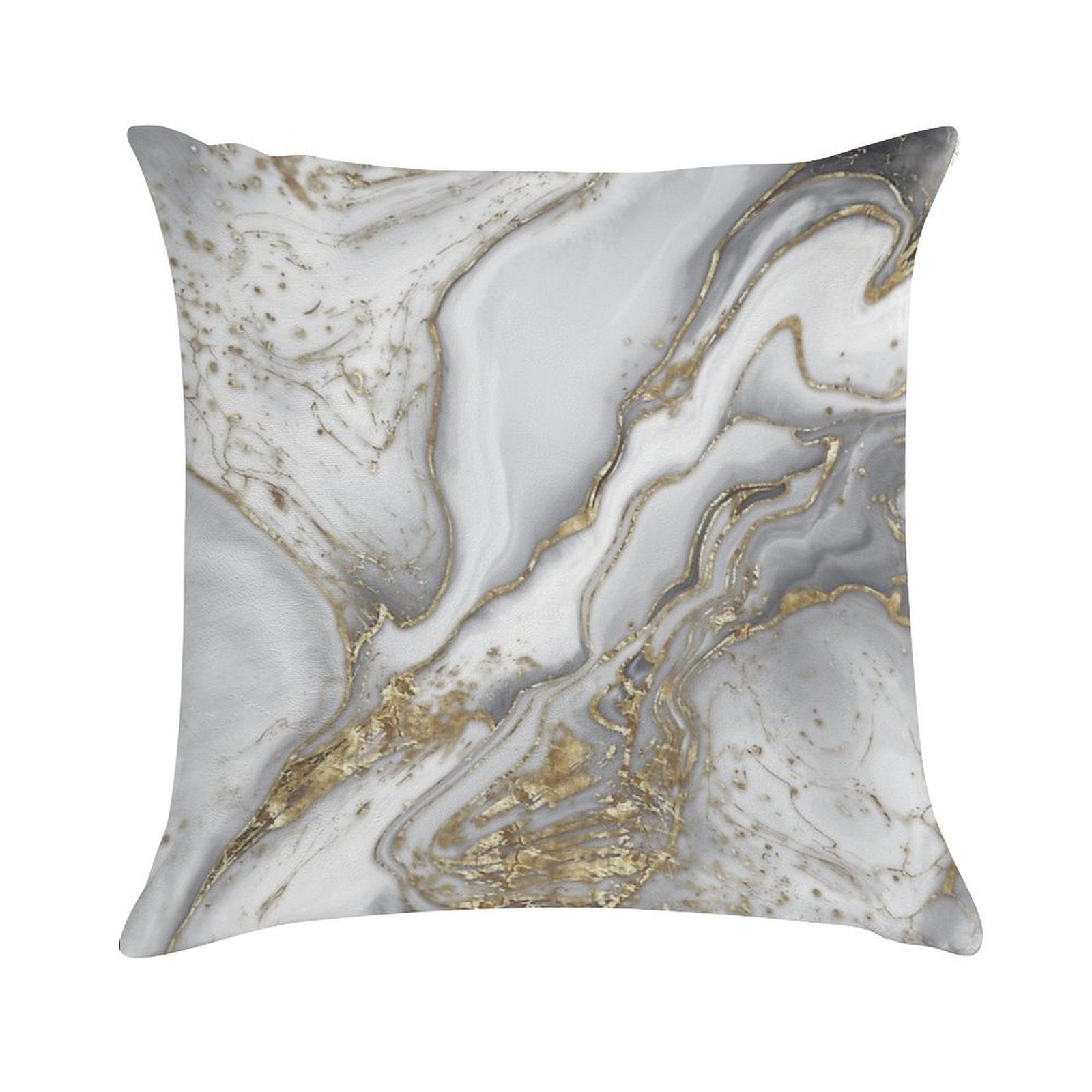 Liquid Marble - Pearl And Gold Soft Fade-Resistant Throw Pillow