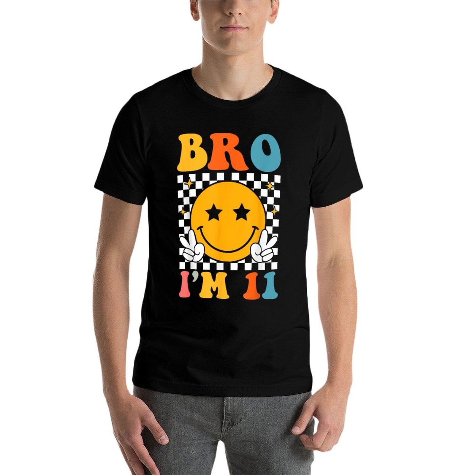 Bro I’m 11 Groovy 11th Birthday 11 Year Old Birthday  Odor-resistant T-Shirt