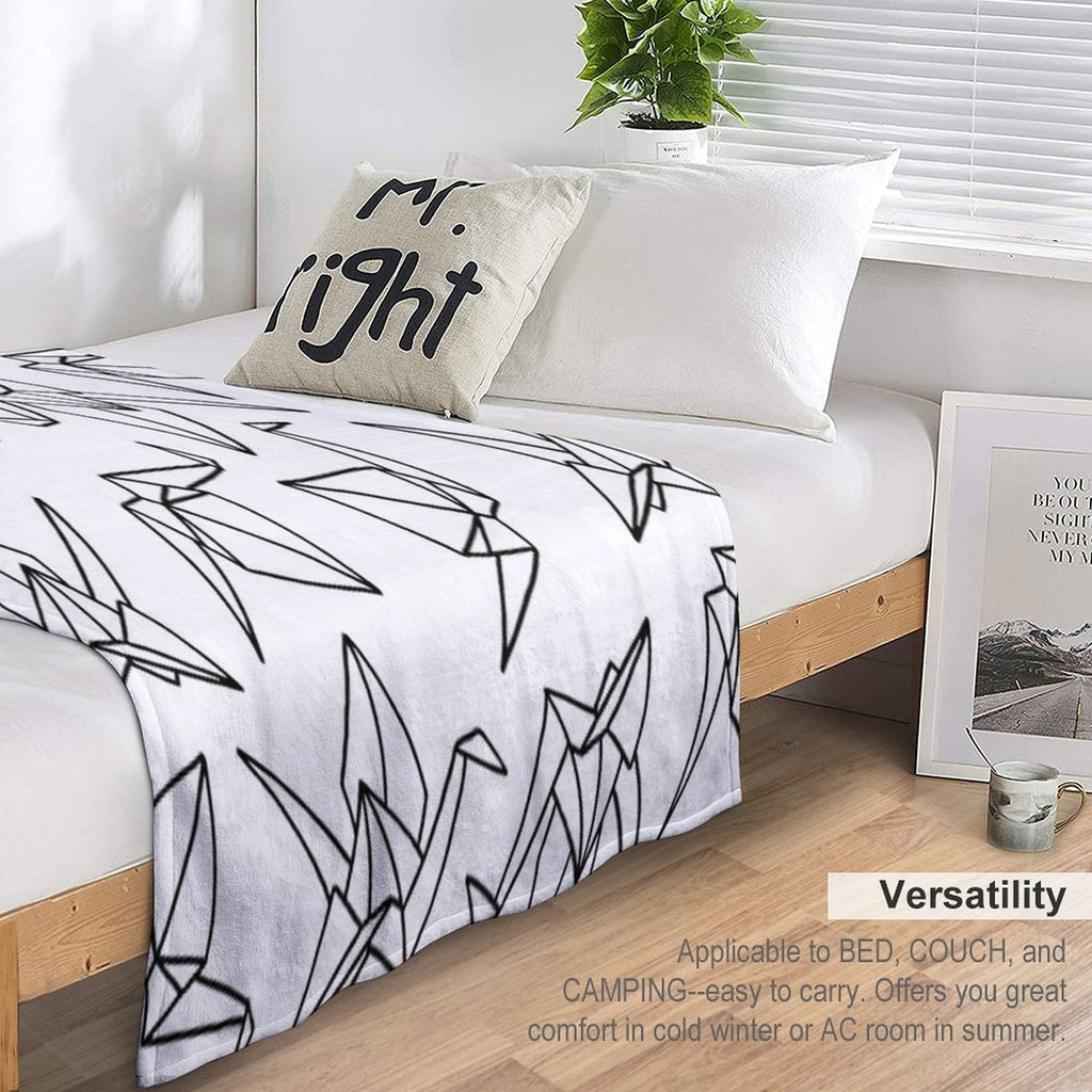 Origami Cranes  Paper Folding  Black And White  Birds Multi-functional Throw Blanket
