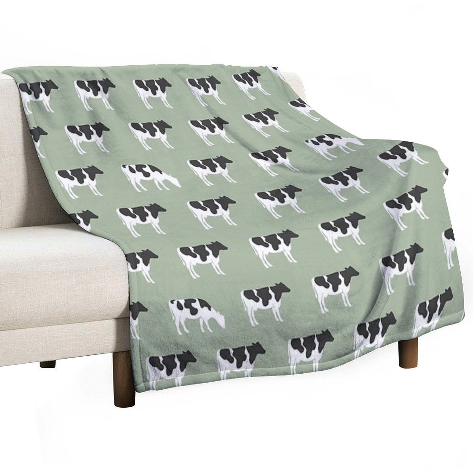 Cows - Farm - Dairy Cows on Sage Velvety-soft Throw Blanket