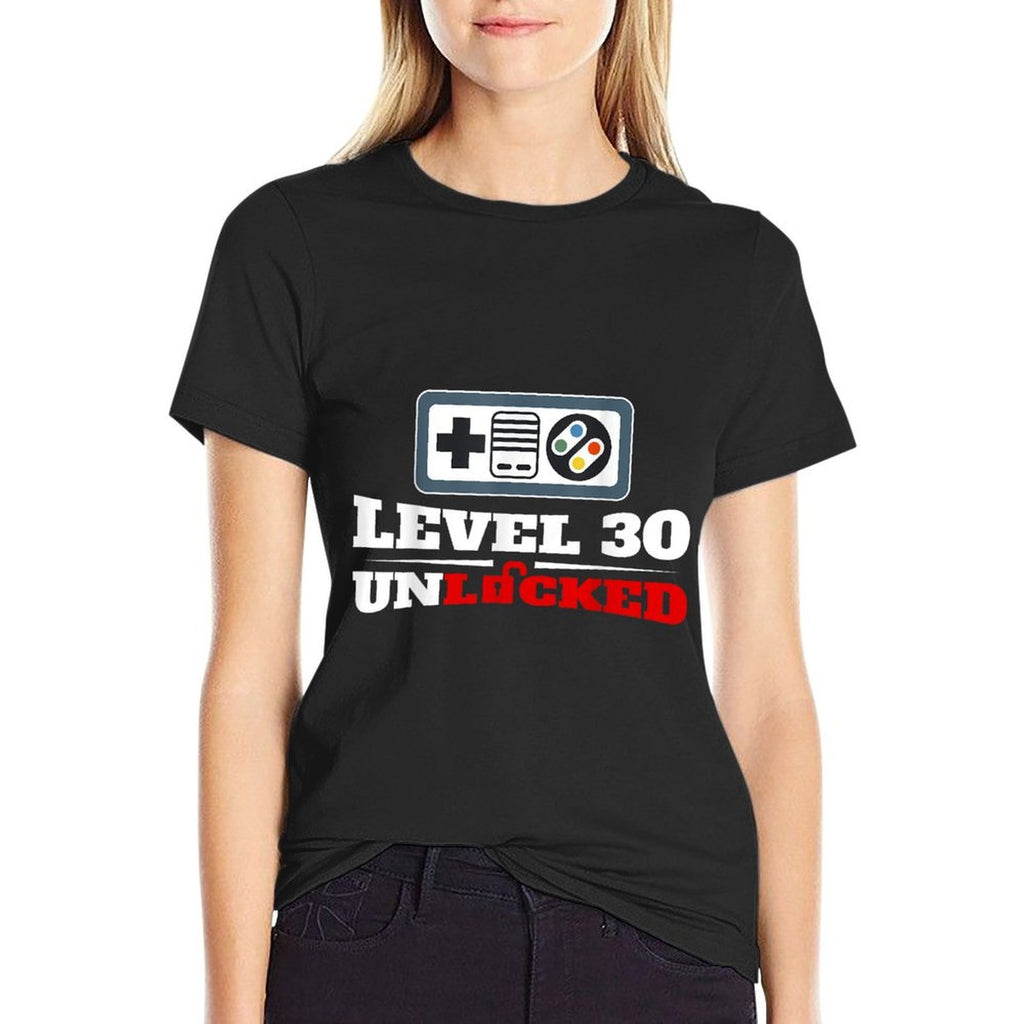 Level 30 Unlocked Gamer 30th Birthday for Men  High-quality Stitching T-Shirt