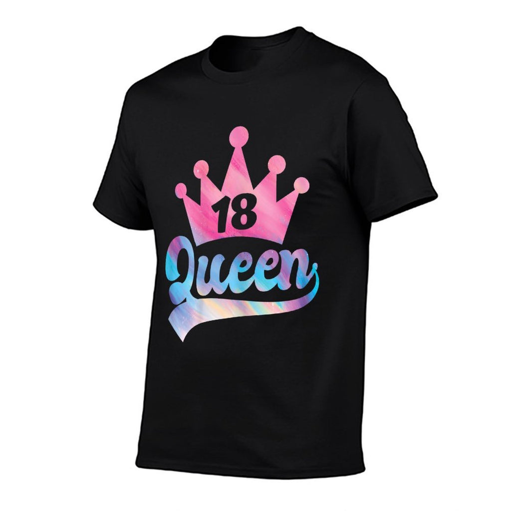 Womens 18th Birthday Queen Girls Happy Birthday Party Funny Crown  Wrinkle-resistant T-Shirt
