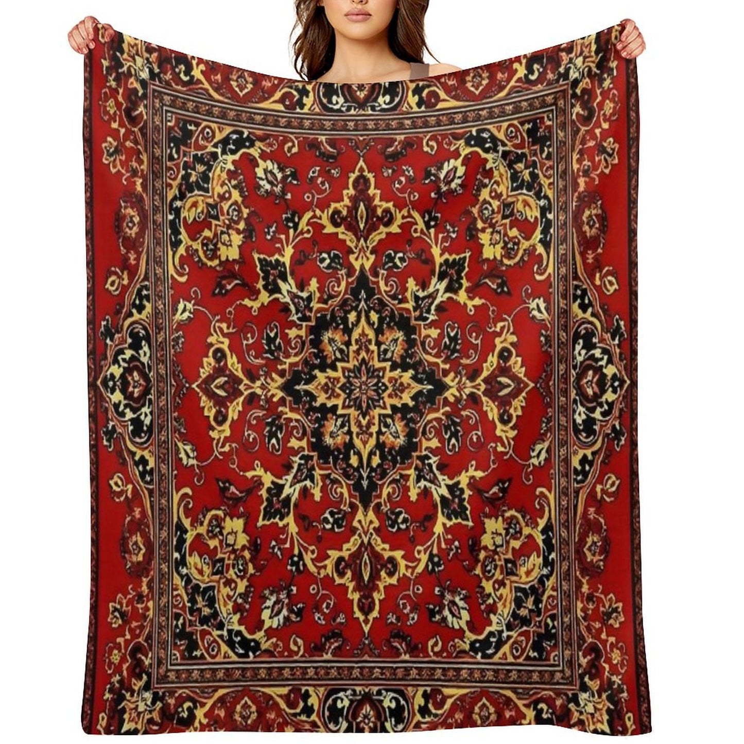 17th Century Afghanistan Rug Print Travel-friendly Throw Blanket