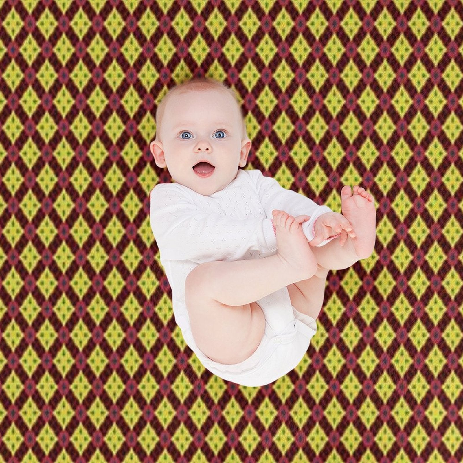 Golden Diamond Medallions Red Flowers Versatility Throw Blanket