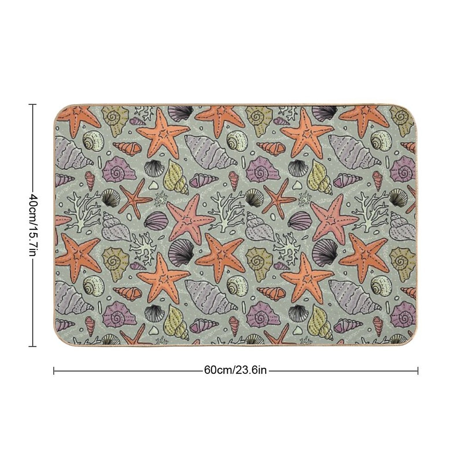 Seashells And Starfish in The Sea Pattern  Toxin-Free Bath Mat