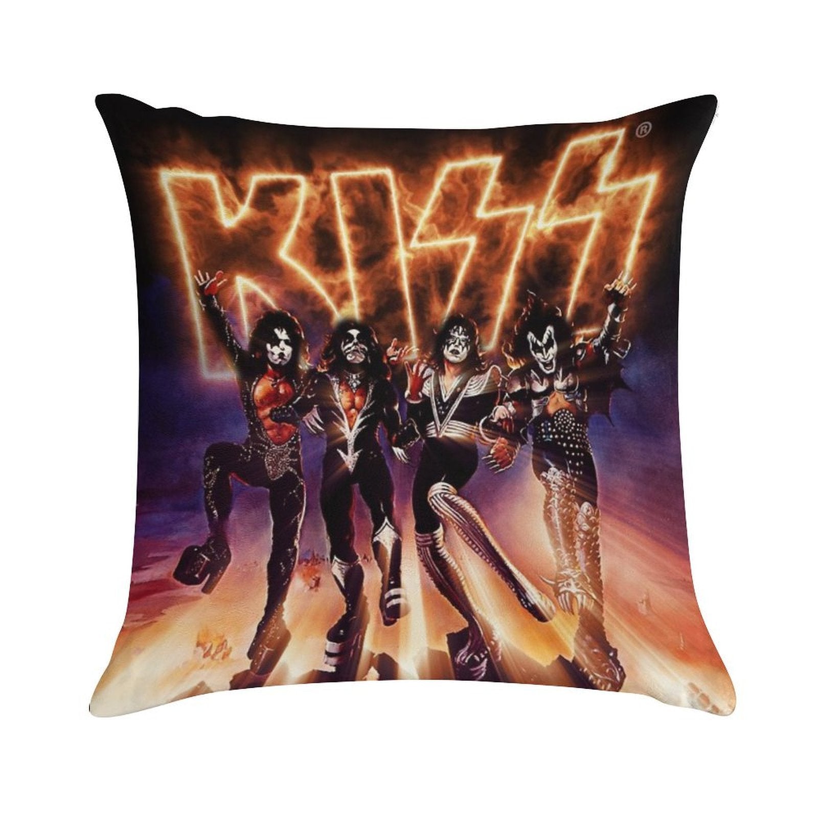 KISS ® The Band - Destroyer Fire Logo Soft Ultra-Soft Texture Throw Pillow