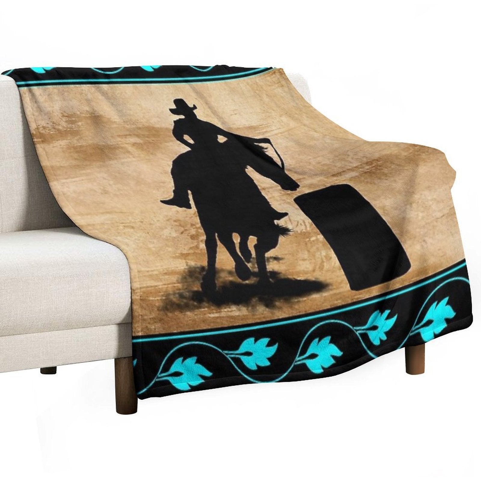 BARREL RACING HORSE, BARREL RACING GIFTS FOR HER Sustainable Throw Blanket