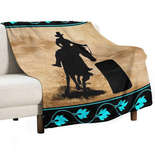 BARREL RACING HORSE, BARREL RACING GIFTS FOR HER Sustainable Throw Blanket