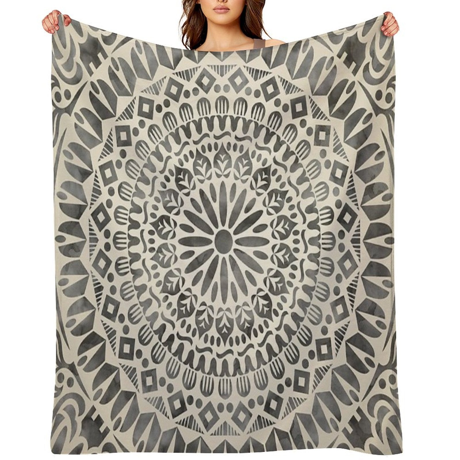 Watercolor Mandala Mandala13w Easy Care Throw Blanket