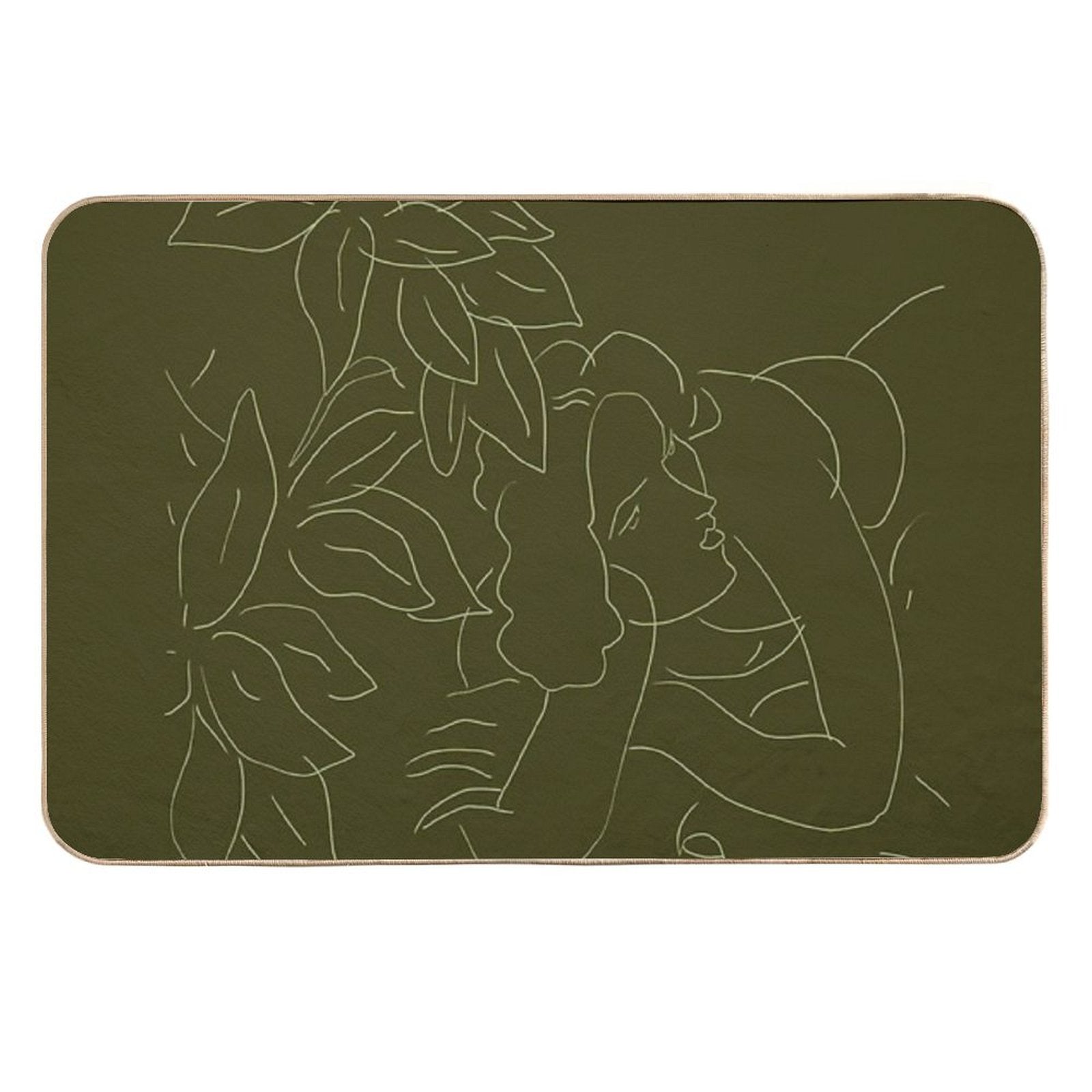 Matisse Line Art #5 Green  Anti-Trip Bath Mat