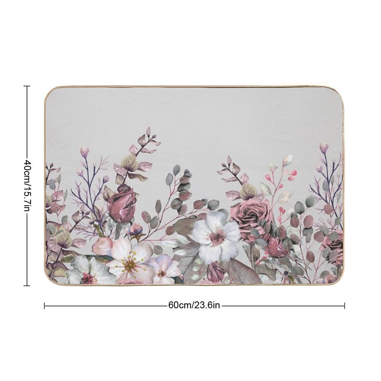 Vintage Pink Mauve Spring Blooms Watercolor Illustration Art  Rapid-Drying Bath Mat