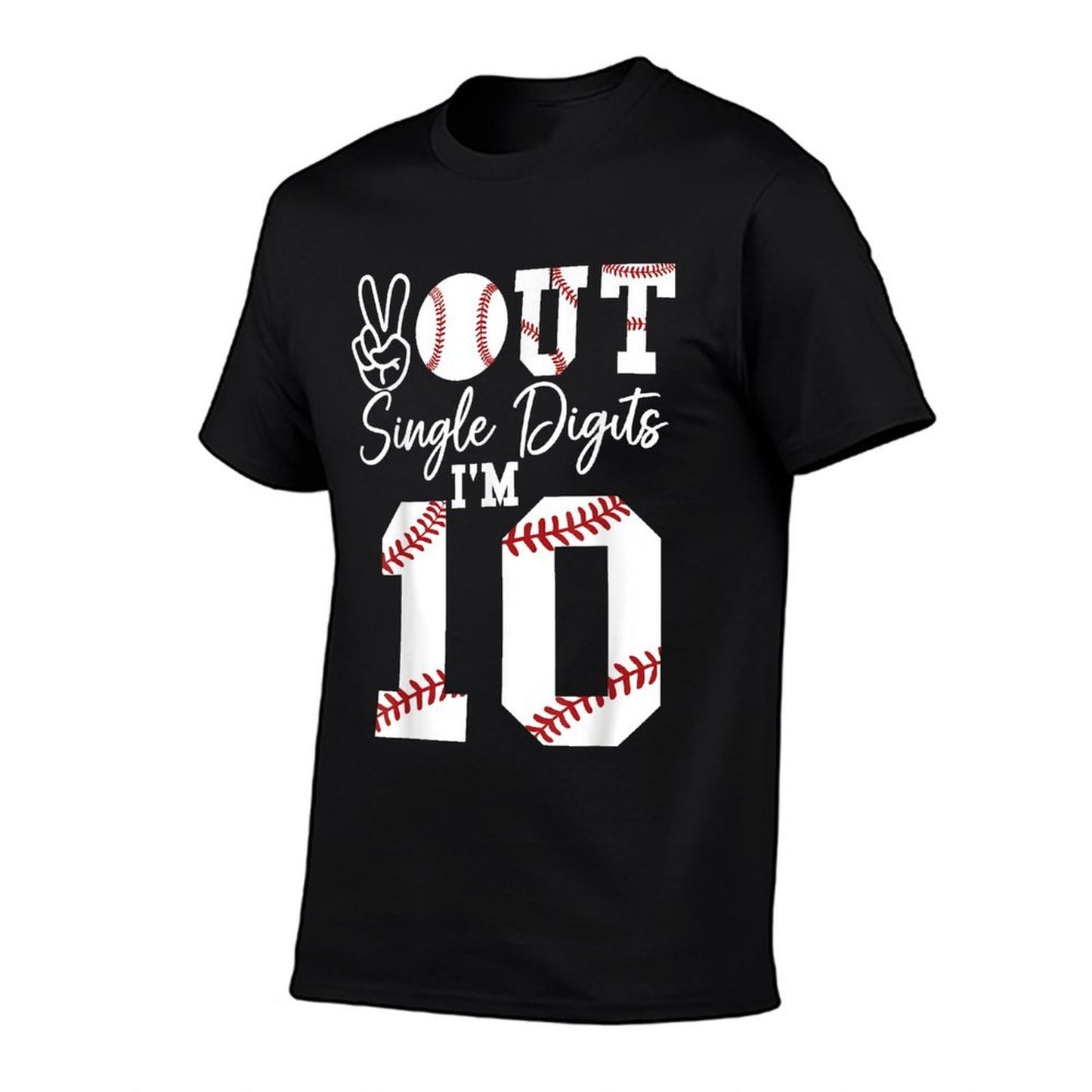 10th Birthday Double Digits Baseball Peace Out Single Digits  Stretchy T-Shirt