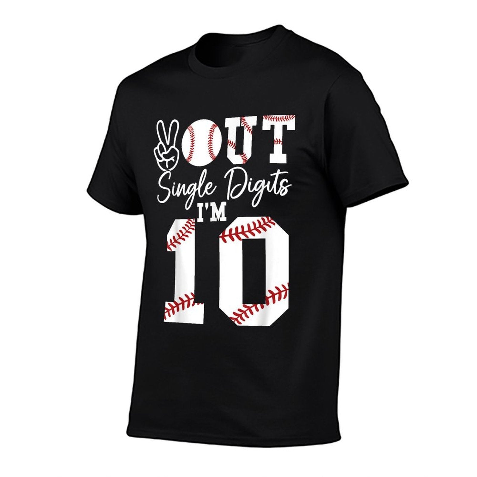 10th Birthday Double Digits Baseball Peace Out Single Digits  Stretchy T-Shirt