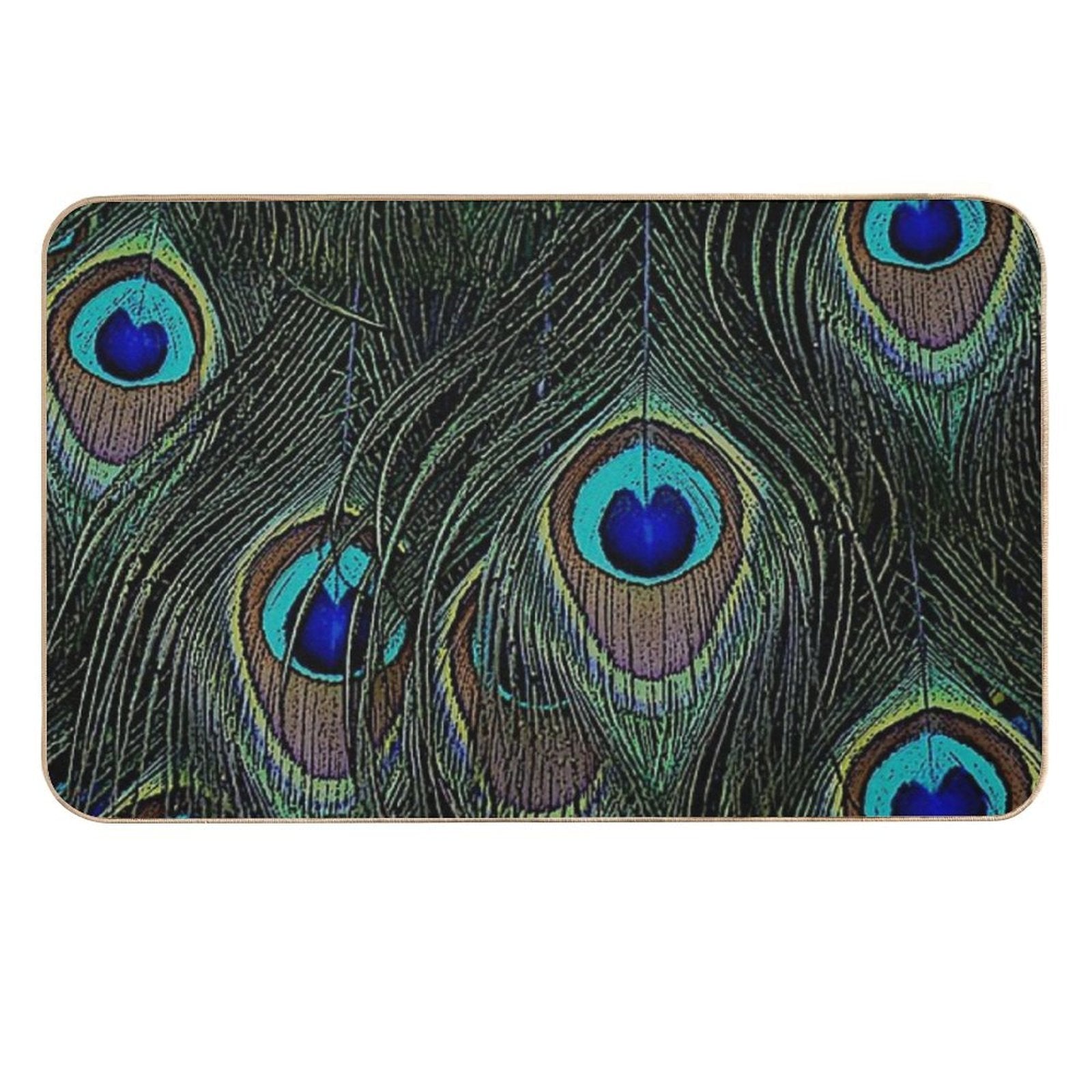 Peacock Feathers, Bird Lover Gifts, Cool Bird Outfits, Beautiful Feather Patterns  Repositionable Bath Mat