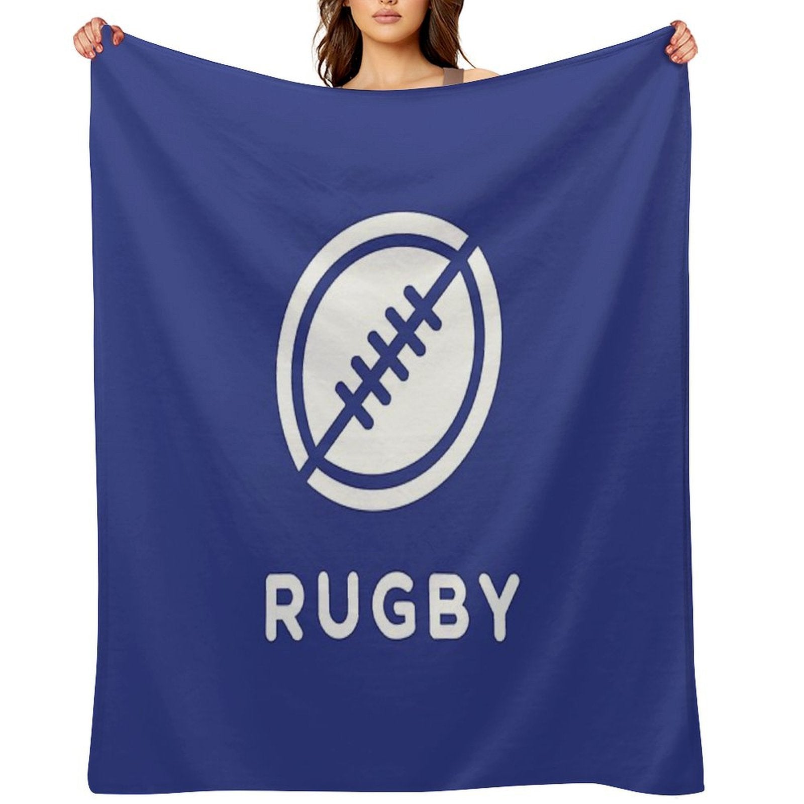 Tough Tackle Rugby Logo in White Versatility Throw Blanket