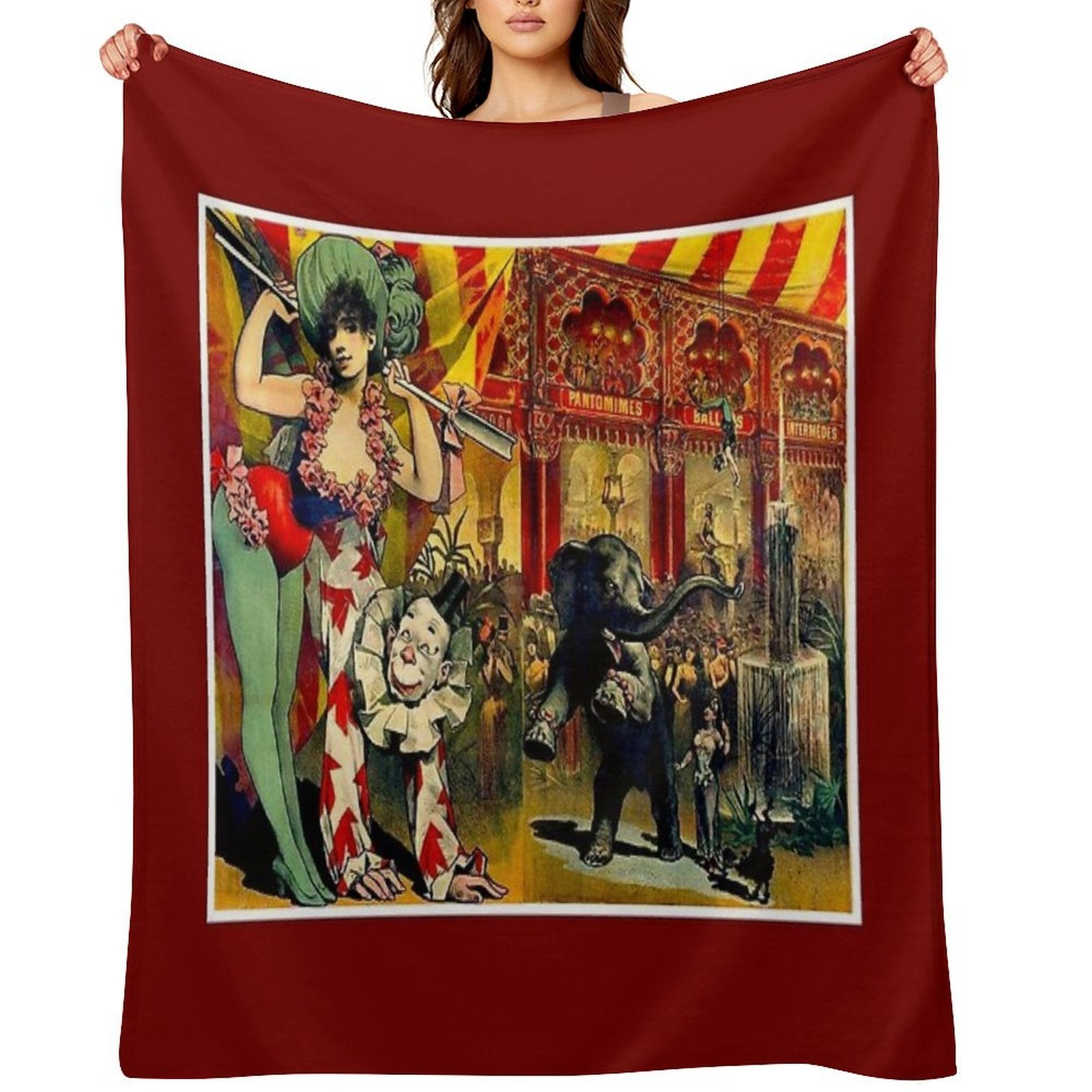 CIRCUS  Vintage 1890 Circus Advertising Print Velvety-soft Throw Blanket