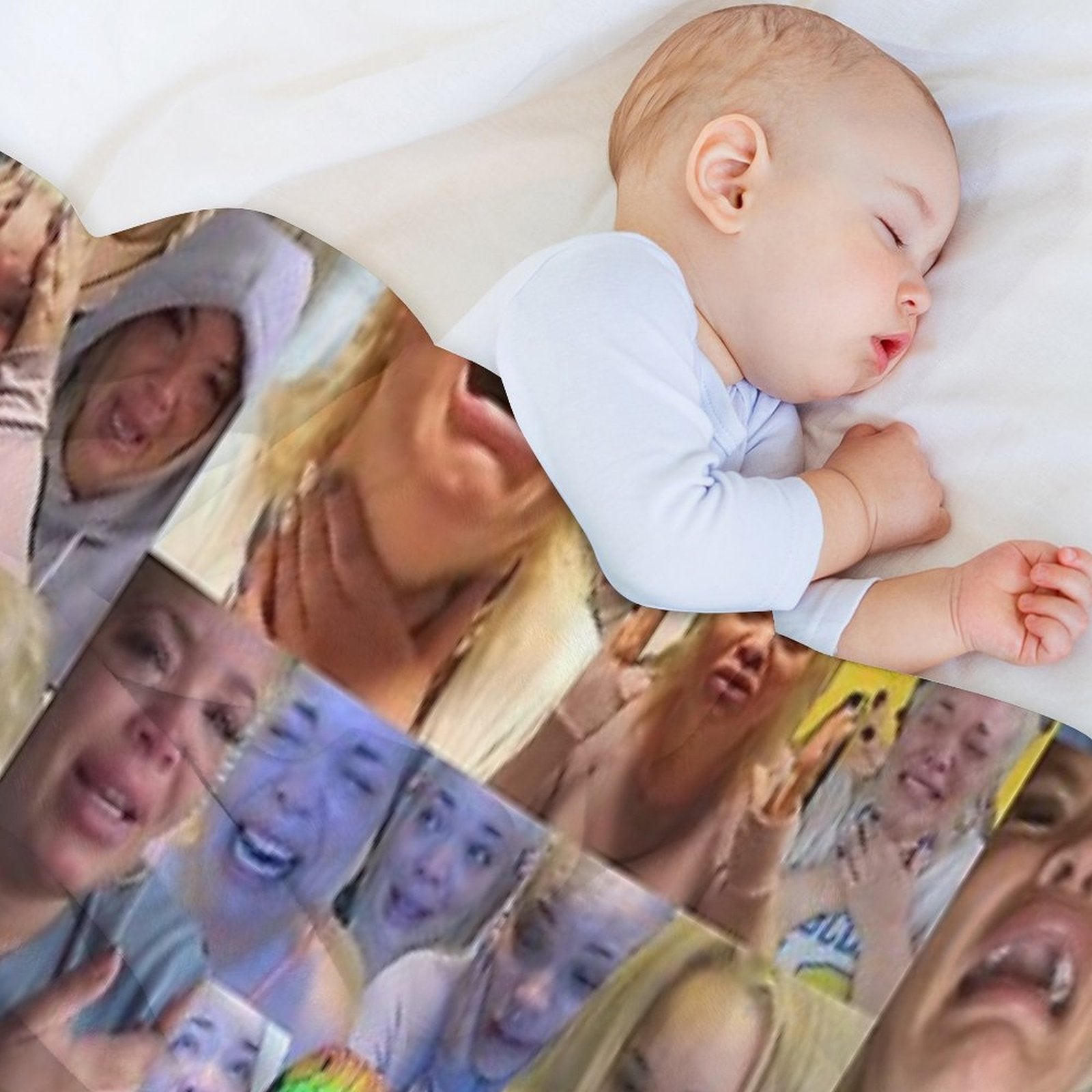 Trisha Pastas Crying on Her Kitchen Floor Collage Quick-dry Throw Blanket