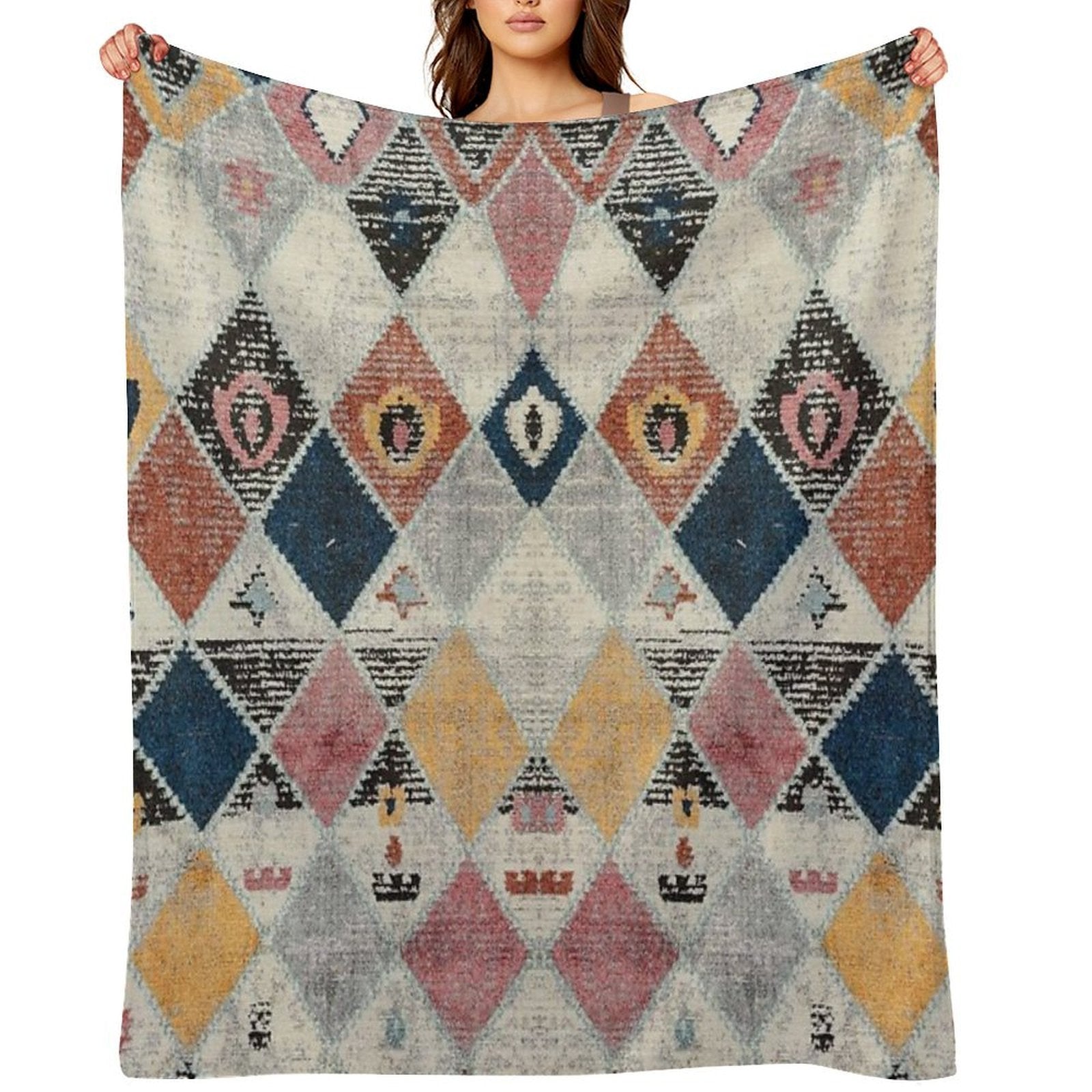 Heritage Bohemian Rug Style Easy Care Throw Blanket