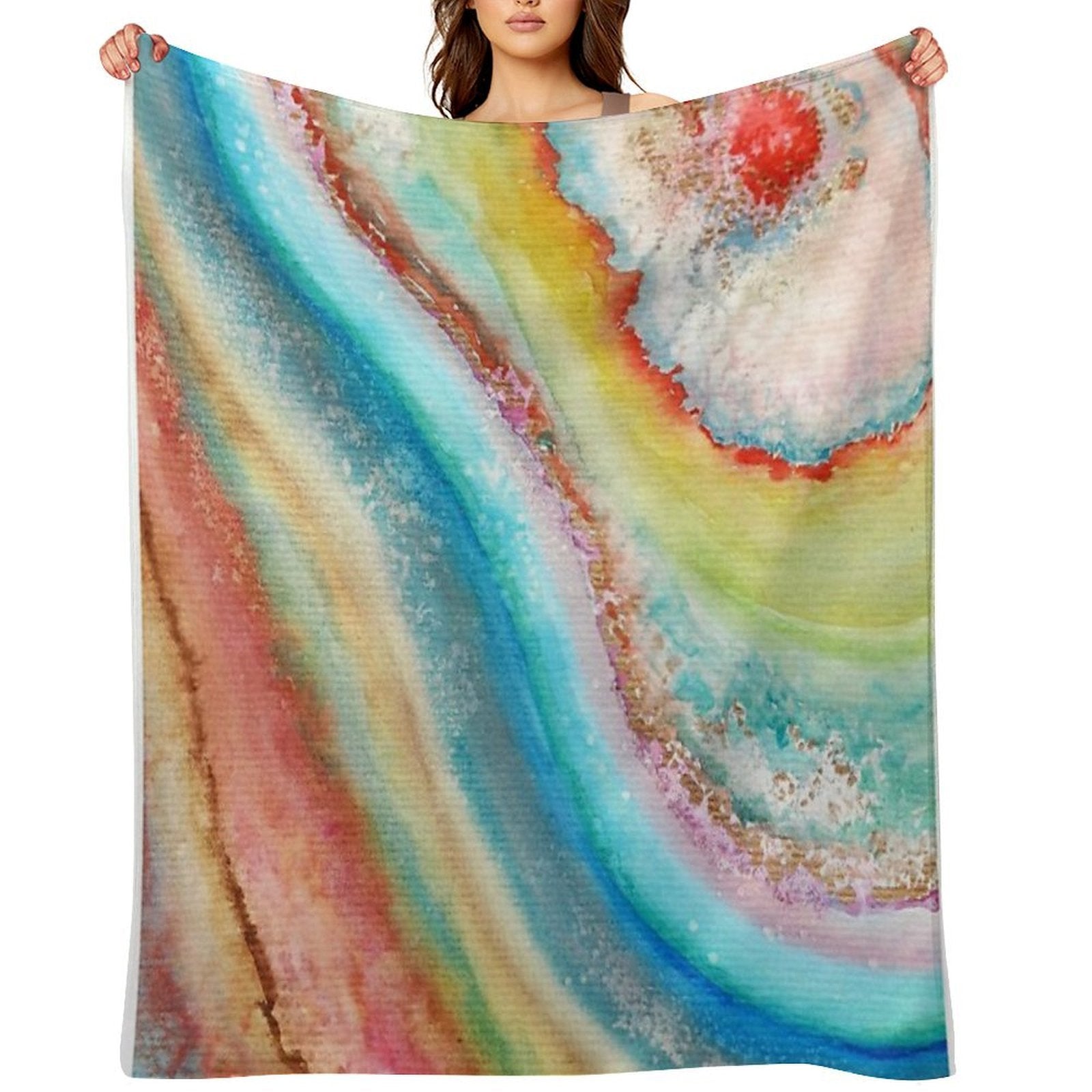 AGATE Inspired Watercolor Abstract 01 Quick-dry Throw Blanket