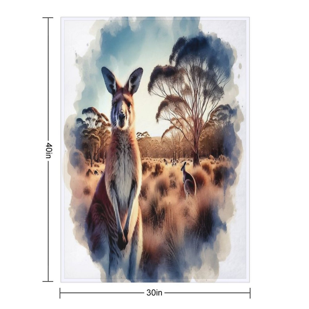 Kangaroo Plush Throw Blanket