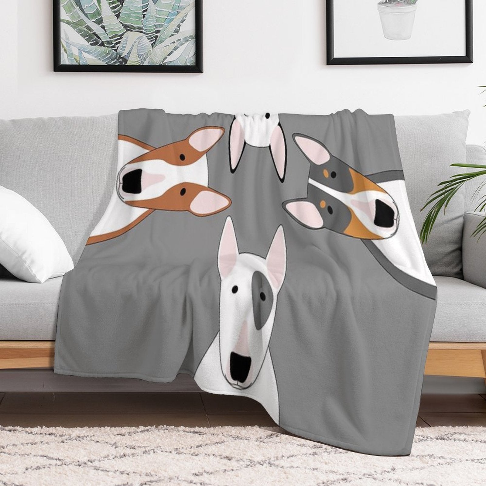 Bull Terrier Squad Machine-washable Throw Blanket