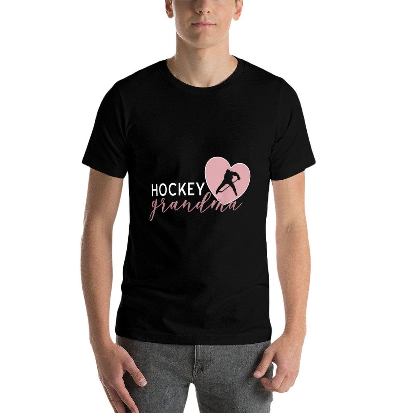 Hockey Grandma Grandmother Heart Player Silhouette  Easy-care T-Shirt