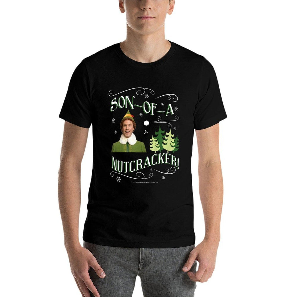 Kids Elf Buddy Son-Of-A-Nutcracker Tree Text Poster  Oversized Silhouette T-Shirt