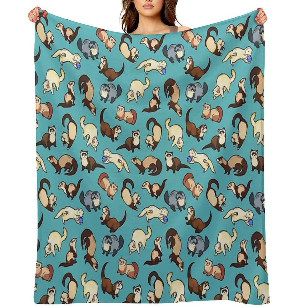 Cat Snakes in Blue Wrinkle-free Throw Blanket