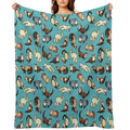 Cat Snakes in Blue Wrinkle-free Throw Blanket