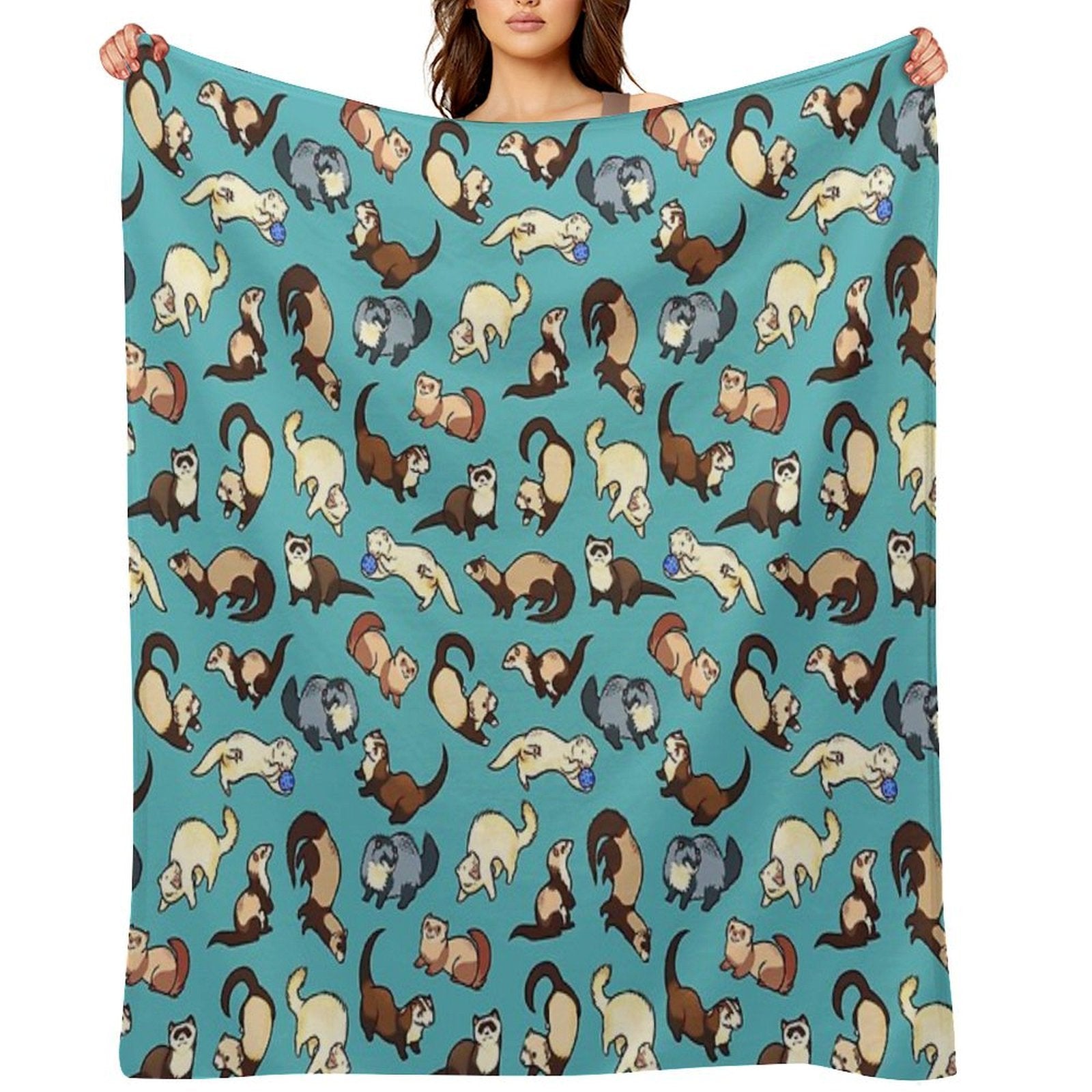 Cat Snakes in Blue Wrinkle-free Throw Blanket