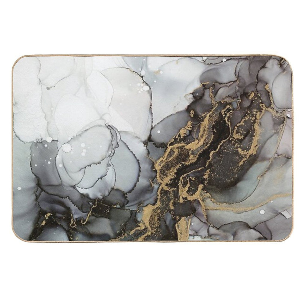 Black And Gold Marble Storm Durable Bath Mat
